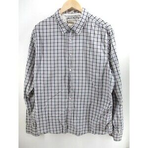 Guess Plaid Long Sleeve Button Up Shirt XL Beige‎ Blue